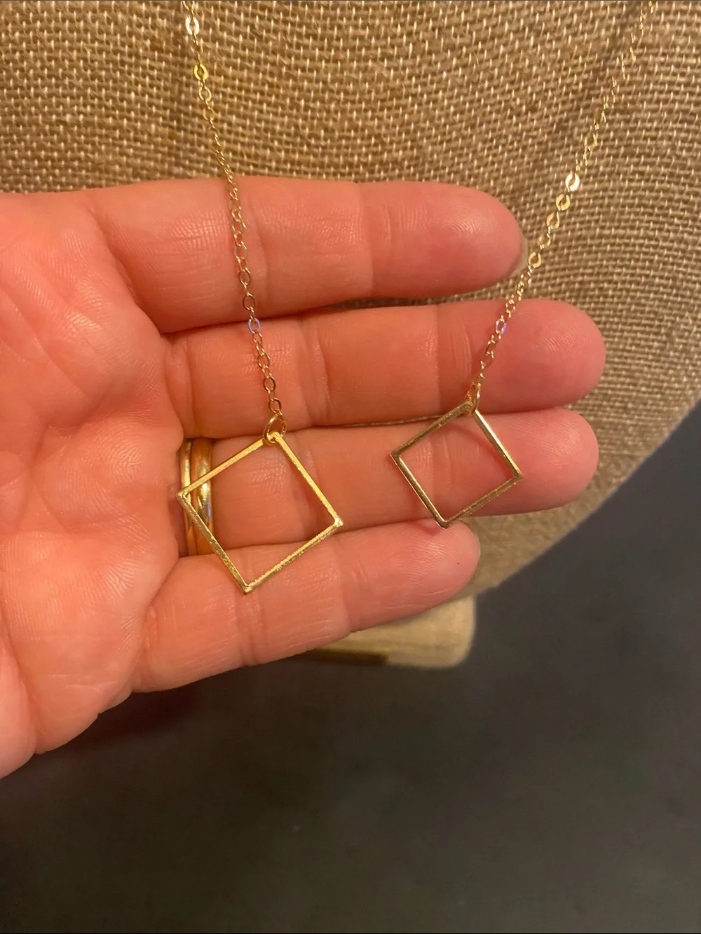 Delicate Gold Geometric Drop Necklace - Minimal Diamond Shape